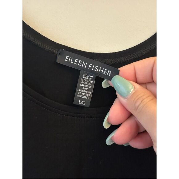 Eileen Fisher A-line midi jersey Jumper Dress sz L Lagenlook pockets layered - Picture 7 of 12